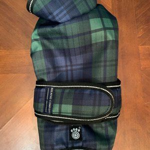 Puffy Water Resistant Reflective Dog Jacket - Small Dog Winter Coat, Green Plaid